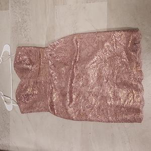 David's bridal pink shimmery strapless dress